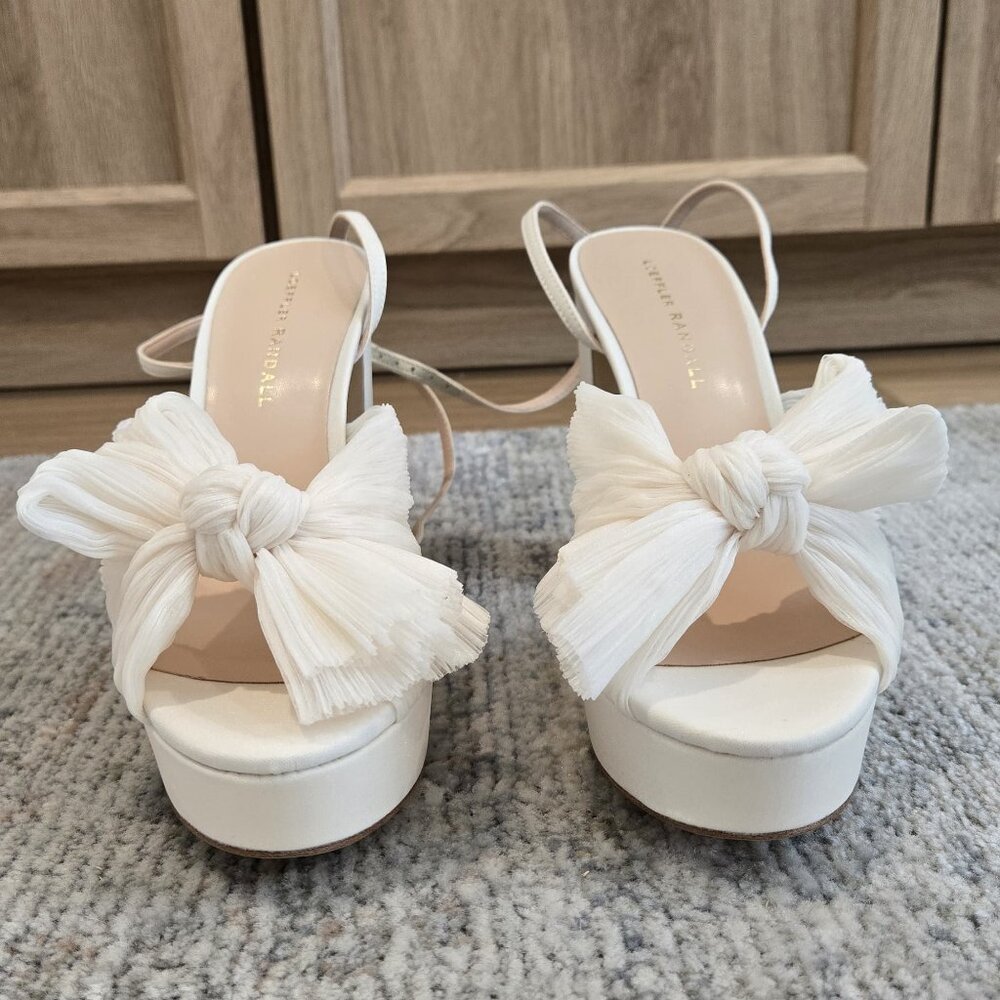 NWT Loeffler Randall Natalia Pearl Platform Bow Heel Size 7.5